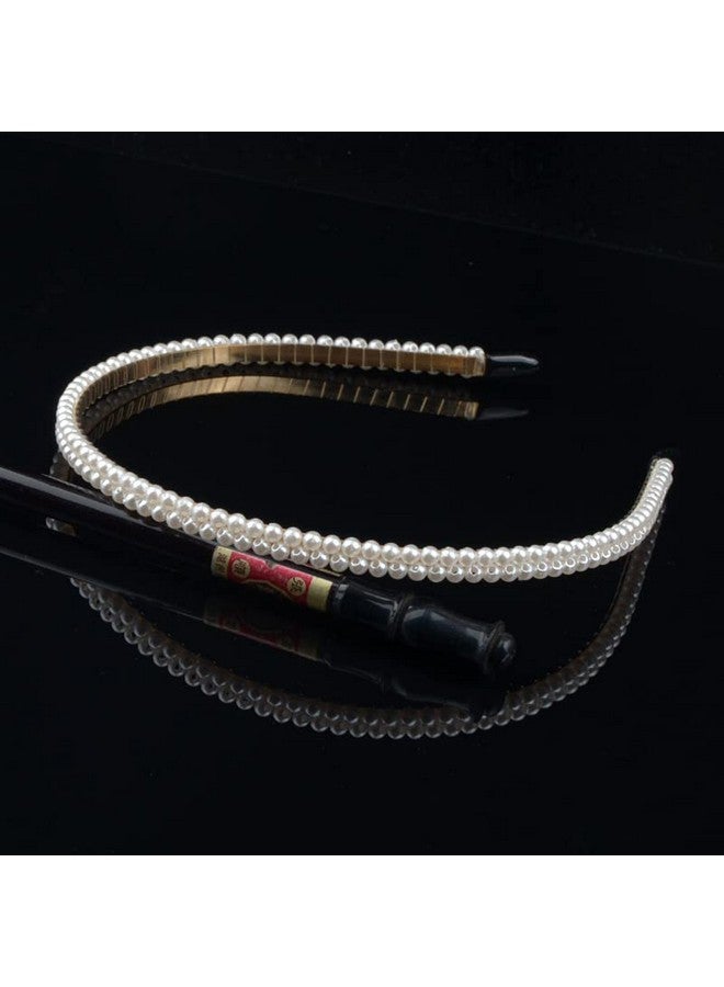 El Regalo 2 PCs Pearl Beads Hair Band Headband for Kids, Girls and women | Bridal Fancy Wedding Party Pearls Hairbands (Option- 4) - Image 3