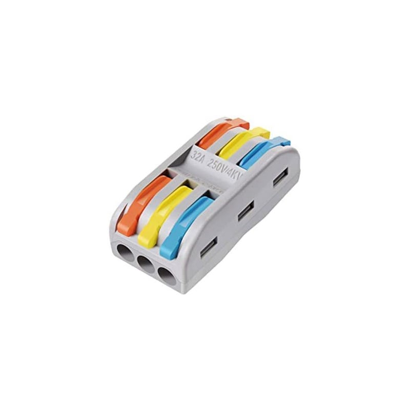 POWER CONNECT 3 IN3 Out Universal Cable Connector SET OF 25 Piece PushinLever Type Splice Conductor Terminal SET OF 25 Piece  - Image 1