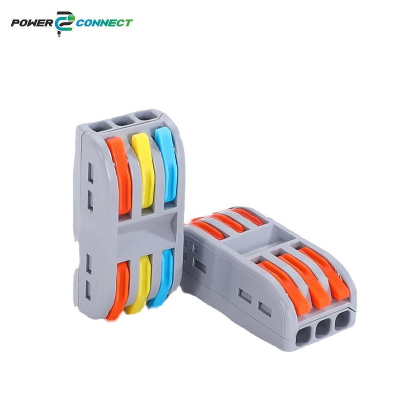 POWER CONNECT 3 IN3 Out Universal Cable Connector SET OF 25 Piece PushinLever Type Splice Conductor Terminal SET OF 25 Piece  - Image 2