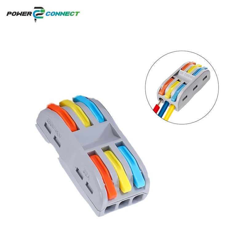 POWER CONNECT 3 IN3 Out Universal Cable Connector SET OF 25 Piece PushinLever Type Splice Conductor Terminal SET OF 25 Piece  - Image 3