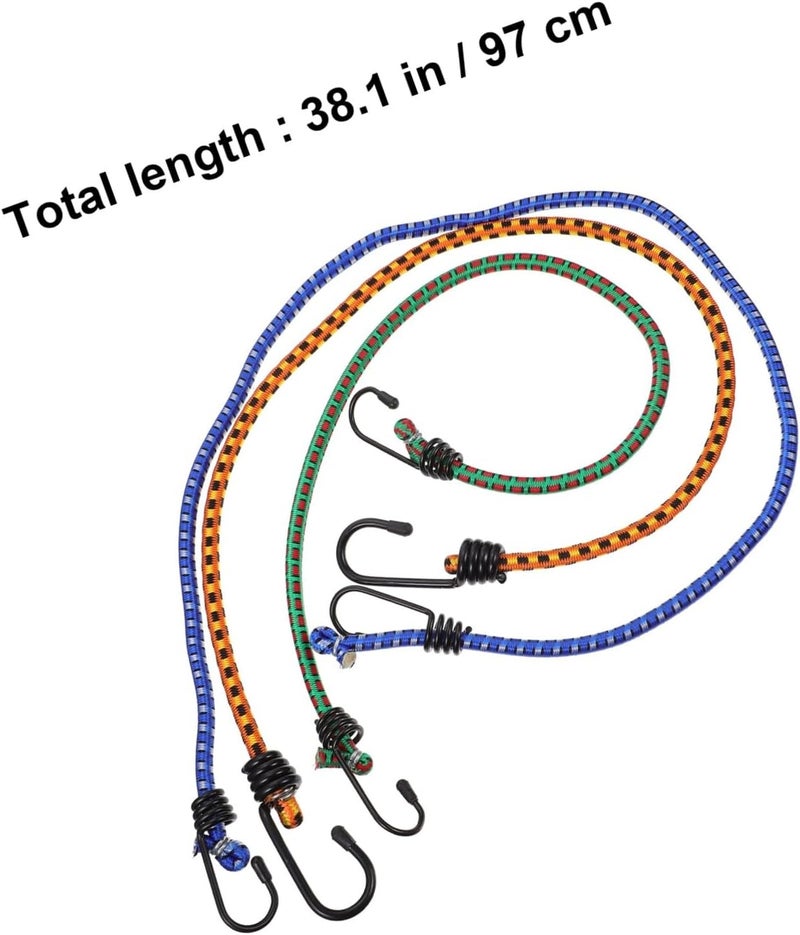 3pcs Elastic Bungee Cord Set with Hooks Cargo Binding Belt High Elastic Rubber Tie-Down Straps for Outdoor Travel and Cargo Securing Random Random Color - Image 2