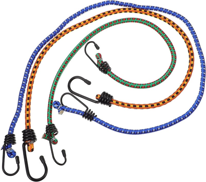 3pcs Elastic Bungee Cord Set with Hooks Cargo Binding Belt High Elastic Rubber Tie-Down Straps for Outdoor Travel and Cargo Securing Random Random Color - Image 1