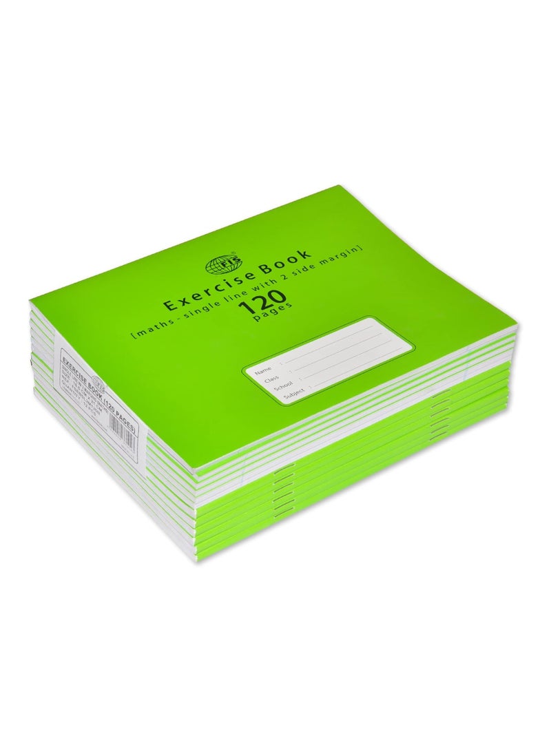 FIS Exercise Book Pack Of 12 120 Pages 2 Line Margin (Maths Bk) FSEBSL2M120N - Image 1