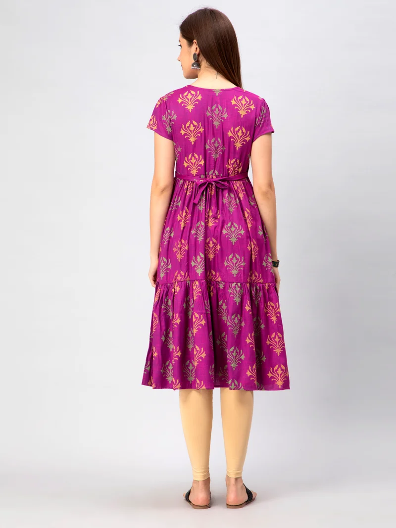 CEE 18 Women's Cotton Rayon A-Line Maternity Feeding Kurti with Zippers