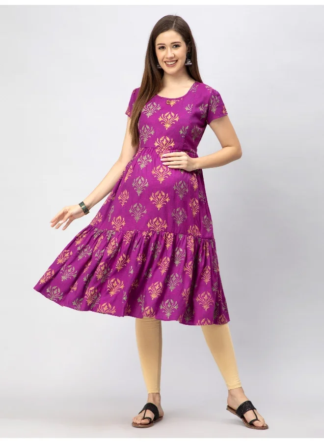 CEE 18 Women's Cotton Rayon A-Line Maternity Feeding Kurti with Zippers