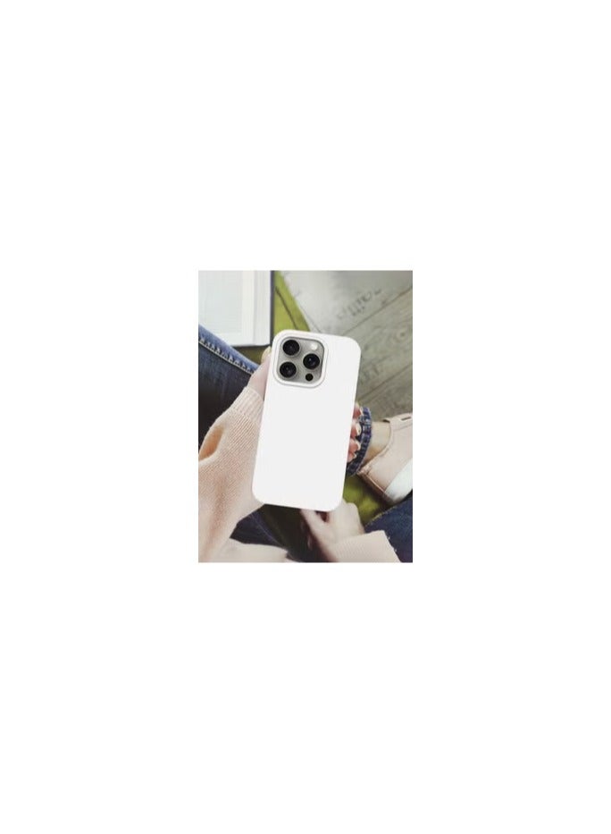 CATANES iPhone 15 Pro Case Silicone Case Full Body Protective Cover Shockproof Slim Phone Case Anti-Scratch Soft Microfiber Lining White - Image 2