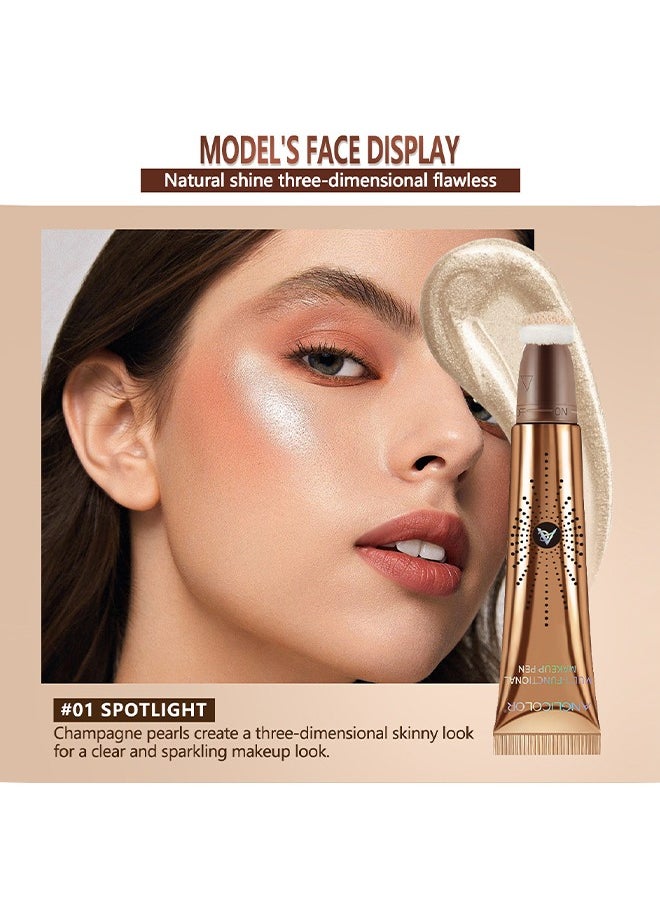 Anglicolor Multi-Functional Makeup Pen,Liquid Highlighter Makeup Stick 3D Sparkling Effectcream Highlighter Lightweighteasy To Spreadhighlighter Makeup Long Lastingnatural Makeup Effect (#01 Spotlight)Multi-Functional Makeup Pen,Liquid Highlighter Makeup Stick 3D Sparkling Effectcream Highlighter Lightweighteasy To Spreadhighlighter Makeup Long Lastingnatural Makeup Effect (#01 Spotlight)  - Image 2