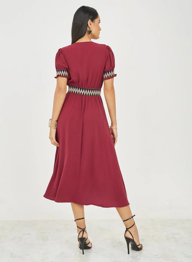 Styli Embroidered Waist Dress