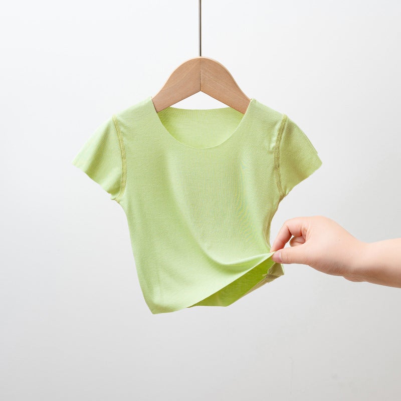 Children'S Short-Sleeved Summer Thin Modal Children'S Ice Silk Top Boys' Breathable T-Shirt Teenagers Base Shirt - Image 1