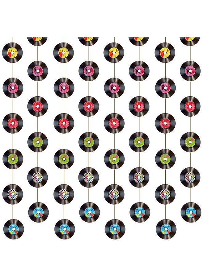 Cindeer 8 Pieces Rock and Roll Party Decorations Retro Record Party Garlands Vintage Record Streamer Paper Banners 50's and 60's Party Hanging Decorations for Rock Music Birthday Party Supplies - Image 1