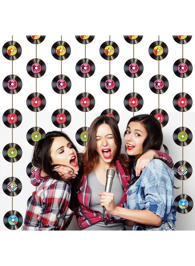 Cindeer 8 Pieces Rock and Roll Party Decorations Retro Record Party Garlands Vintage Record Streamer Paper Banners 50's and 60's Party Hanging Decorations for Rock Music Birthday Party Supplies - Image 4