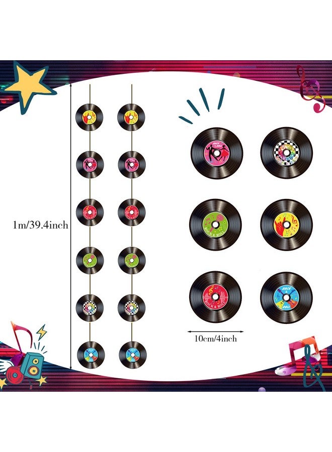 Cindeer 8 Pieces Rock and Roll Party Decorations Retro Record Party Garlands Vintage Record Streamer Paper Banners 50's and 60's Party Hanging Decorations for Rock Music Birthday Party Supplies - Image 2