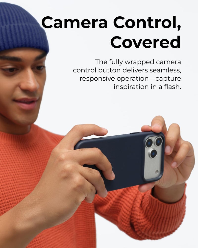 MOFT for iPhone 17 Pro Max Case- MOVAS Snap Case, MagSafe Compatible, Soft-Touch Vegan Leather, Classic Minimalist Design, Lightweight, Stain-Resistant & Camera Protection, Navy Blue - Image 4