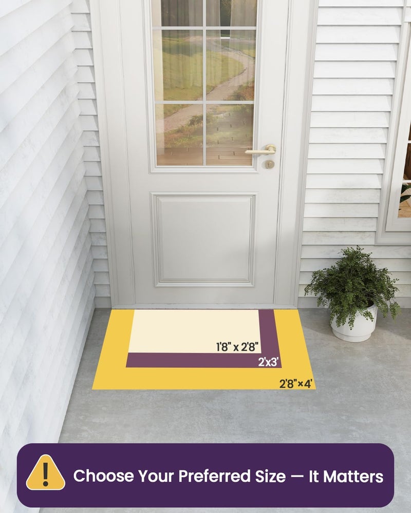 DEXI Front Door Mat Outside Entrance, 50 x 80 cm, Heavy Duty Rubber Doormat, Stain and Fade Resistant, Low Profile, Easy Clean for Patio Entryway, Striped Grey - Image 2