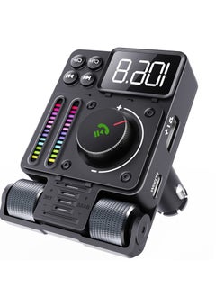 Excefore Bluetooth 5.3 FM Transmitter for Car, Bluetooth Car Adapter, PD 30W Type C Fast Charge and USB Port, HiFi Treble & Bass Player, Color Screen,  Music Light Bar, Support Hands-Free Calling  - Image 1
