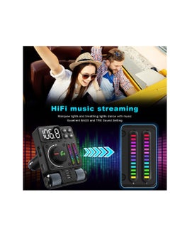 Excefore Bluetooth 5.3 FM Transmitter for Car, Bluetooth Car Adapter, PD 30W Type C Fast Charge and USB Port, HiFi Treble & Bass Player, Color Screen,  Music Light Bar, Support Hands-Free Calling  - Image 2