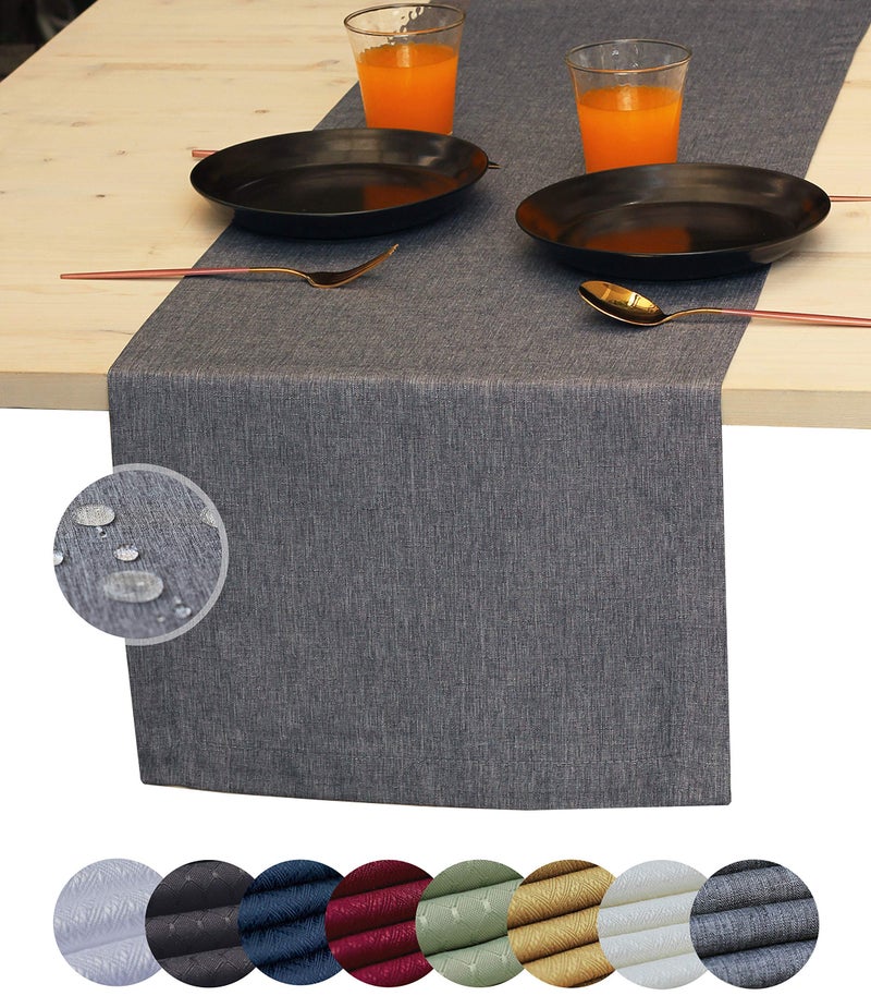 Grey Table Runner 72 inch Outdoor Dresser Scarf Waterproof Gray Coffee Table Runner Long Dining Table Runners Decor for Fiesta Dinner Parties Wedding Thanksgiving Halloween Christmas