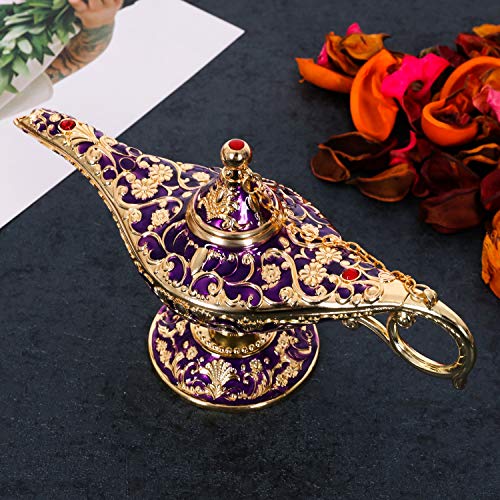 Gusnilo Vintage Aladdin Magic Lamp Genie Collector's Edition/Wedding Table Decoration,Collectable Rare Classic Arabian Props Aladdin Pot & Delicate Gift for Party/Birthday(Purple) - Image 4