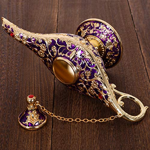 Gusnilo Vintage Aladdin Magic Lamp Genie Collector's Edition/Wedding Table Decoration,Collectable Rare Classic Arabian Props Aladdin Pot & Delicate Gift for Party/Birthday(Purple) - Image 3