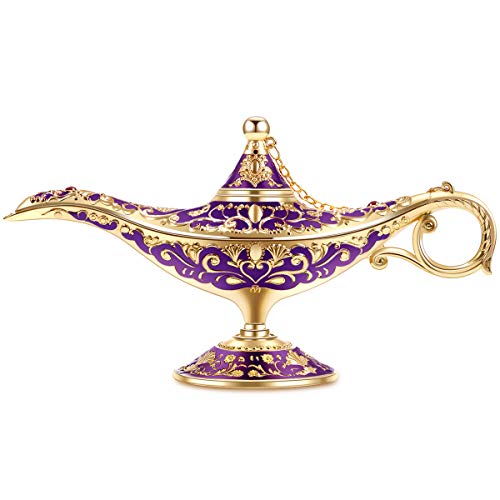 Gusnilo Vintage Aladdin Magic Lamp Genie Collector's Edition/Wedding Table Decoration,Collectable Rare Classic Arabian Props Aladdin Pot & Delicate Gift for Party/Birthday(Purple) - Image 1
