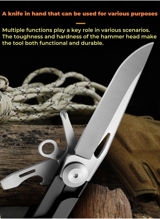 Browning - Stainless Steel Multifunctional Folding Knife Flint Bar Outdoor Survival Knife Portable EDC Tool - Image 1