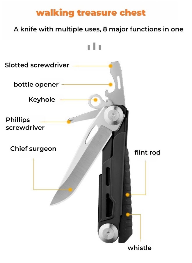 Browning - Stainless Steel Multifunctional Folding Knife Flint Bar Outdoor Survival Knife Portable EDC Tool - Image 1