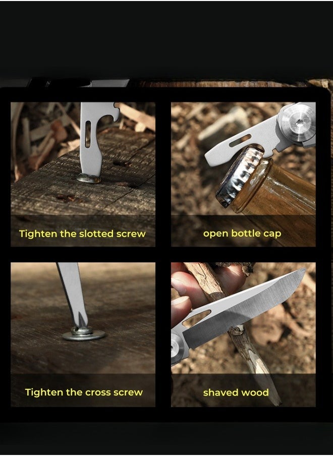 Browning - Stainless Steel Multifunctional Folding Knife Flint Bar Outdoor Survival Knife Portable EDC Tool - Image 1