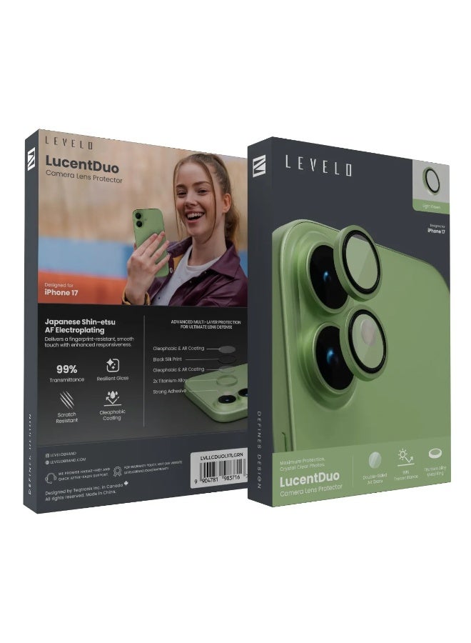 ليفيلو واقي عدسة iPhone 17 / واقي عدسة Lucent Duo مع نفاذية 99% / مقاوم للخدش / واقي عدسة مع 2x سبائك التيتانيوم - أخضر فاتح - Image 5