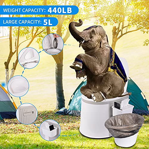 Niuta Spexlb Portable Travel Toilet with Detachable Inner Bucket and phone Holder for Camping, Hiking, RV, Boating and Trip-white - Image 3