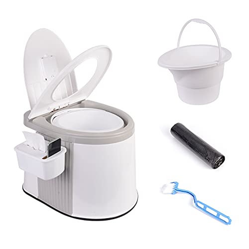 Niuta Spexlb Portable Travel Toilet with Detachable Inner Bucket and phone Holder for Camping, Hiking, RV, Boating and Trip-white - Image 1