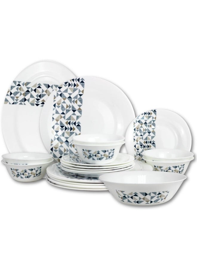 Melrich 20-Piece Opalware Dinner Set With 6 X 25 Cm Dinner Plate, 6 X 18 Cm Desert Plate, 1 X 23 Cm Serving Bowl, 6 X 13 Cm Bowl, 1 X1 5 Cm Serving Plate, Serves 6, White - Image 1