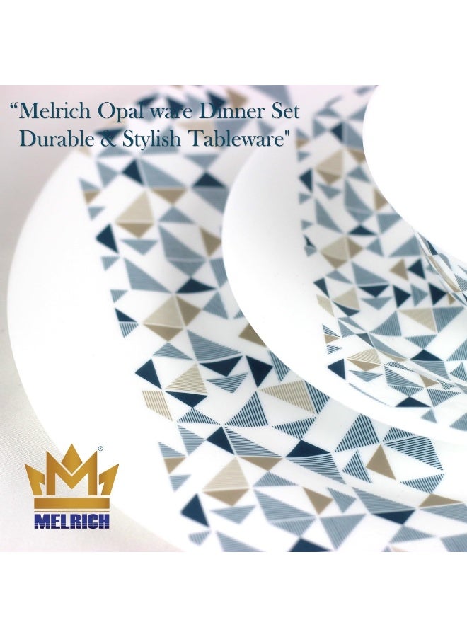 Melrich 20-Piece Opalware Dinner Set With 6 X 25 Cm Dinner Plate, 6 X 18 Cm Desert Plate, 1 X 23 Cm Serving Bowl, 6 X 13 Cm Bowl, 1 X1 5 Cm Serving Plate, Serves 6, White - Image 2