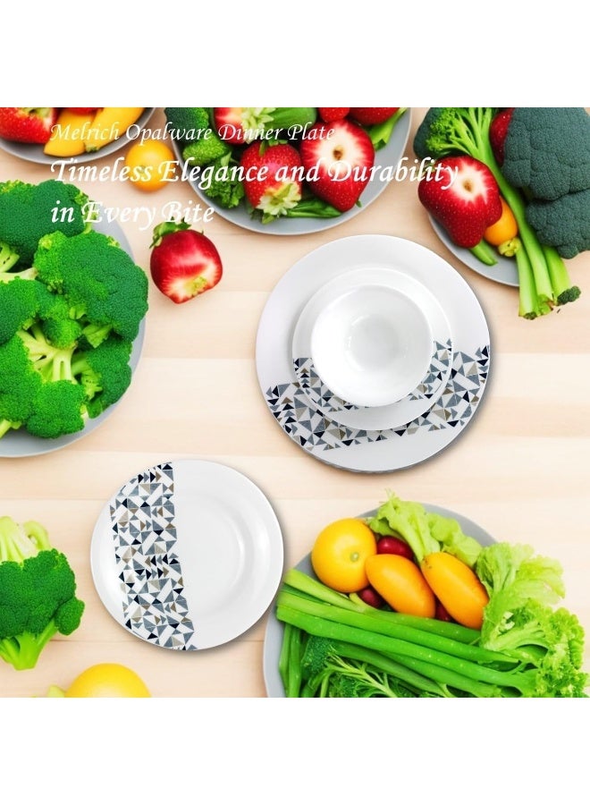 Melrich 20-Piece Opalware Dinner Set With 6 X 25 Cm Dinner Plate, 6 X 18 Cm Desert Plate, 1 X 23 Cm Serving Bowl, 6 X 13 Cm Bowl, 1 X1 5 Cm Serving Plate, Serves 6, White - Image 4