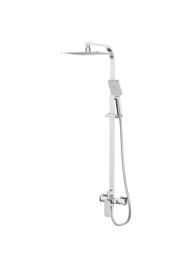 milano Danube Home Cube Bath Shower With Rod & Rain Shower Complete Set, Stainless Steel Rain Shower Complete Set With Rods Chrome - Image 1