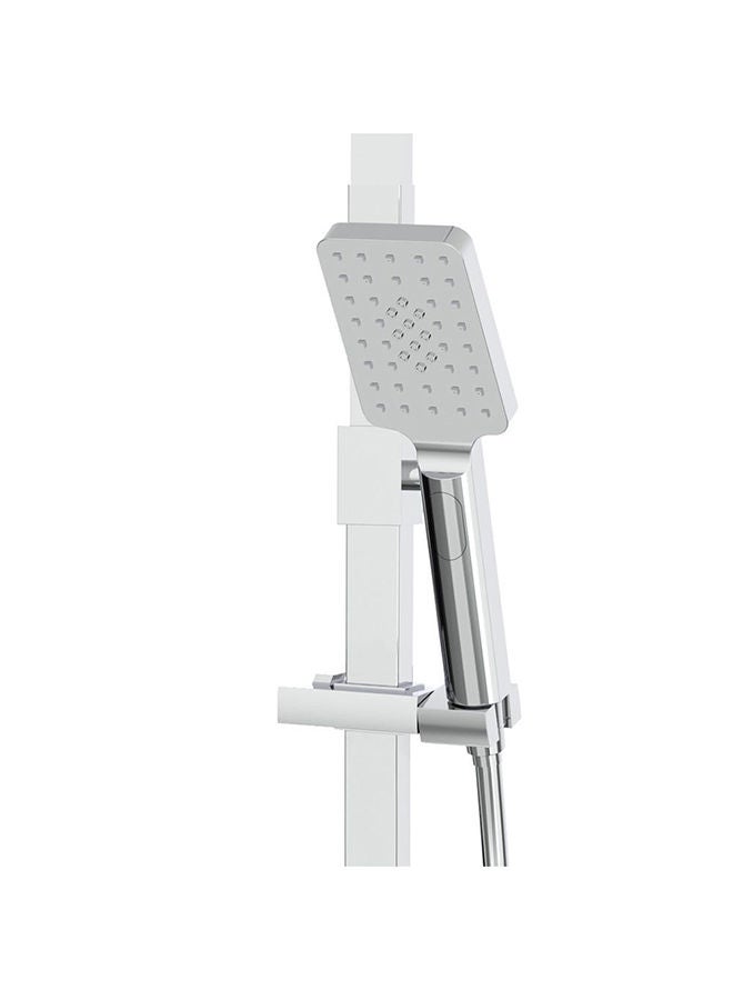 milano Danube Home Cube Bath Shower With Rod & Rain Shower Complete Set, Stainless Steel Rain Shower Complete Set With Rods Chrome - Image 2