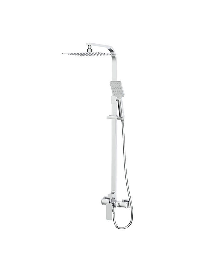 milano Danube Home Cube Bath Shower With Rod & Rain Shower Complete Set, Stainless Steel Rain Shower Complete Set With Rods Chrome - Image 5