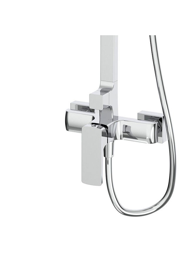 milano Danube Home Cube Bath Shower With Rod & Rain Shower Complete Set, Stainless Steel Rain Shower Complete Set With Rods Chrome - Image 3
