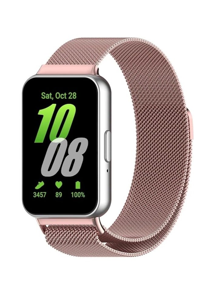 Generic - Replacement Band for Samsung Galaxy Fit 3 , Stainless Steel Magnetic Strap, Milanese Loop Watch Band, Quick Release Replacement Sport Band (Pink) - Image 1
