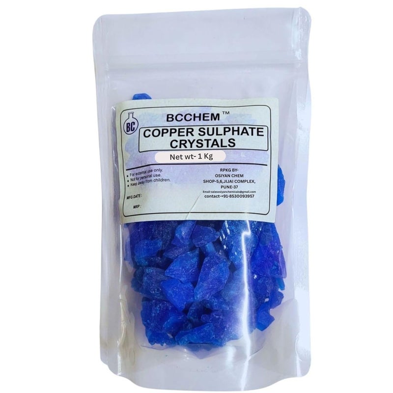 BCCHEM Copper Sulphate Crystals | Pure for Swimming Pool, Gardening, Trees| Algae Removal,Neela thota (1 kg) - Image 1