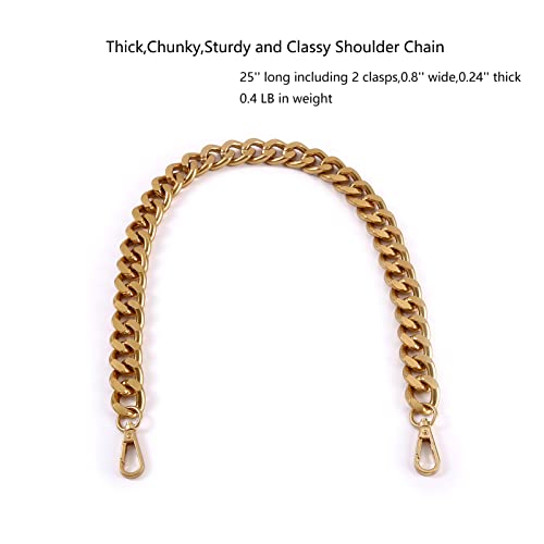 Yichain 25 Inch Trendy Chunky Metal Chain Purse Handles Shoulder Strap Replacement for Handbag (Antique Gold) - Image 2