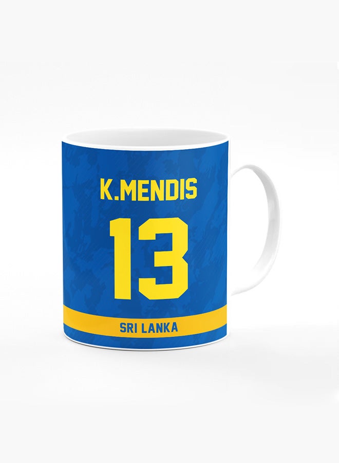 Stylizedd Designer Printed Coffee Mug with Heavy Duty Handle 11oz Ceramic Personalised Gift Mugs Cup [Microwave Safe & Dishwasher Proof ] - Cricket Player - Kusal Mendis, Jersey Number - 13 - Image 1