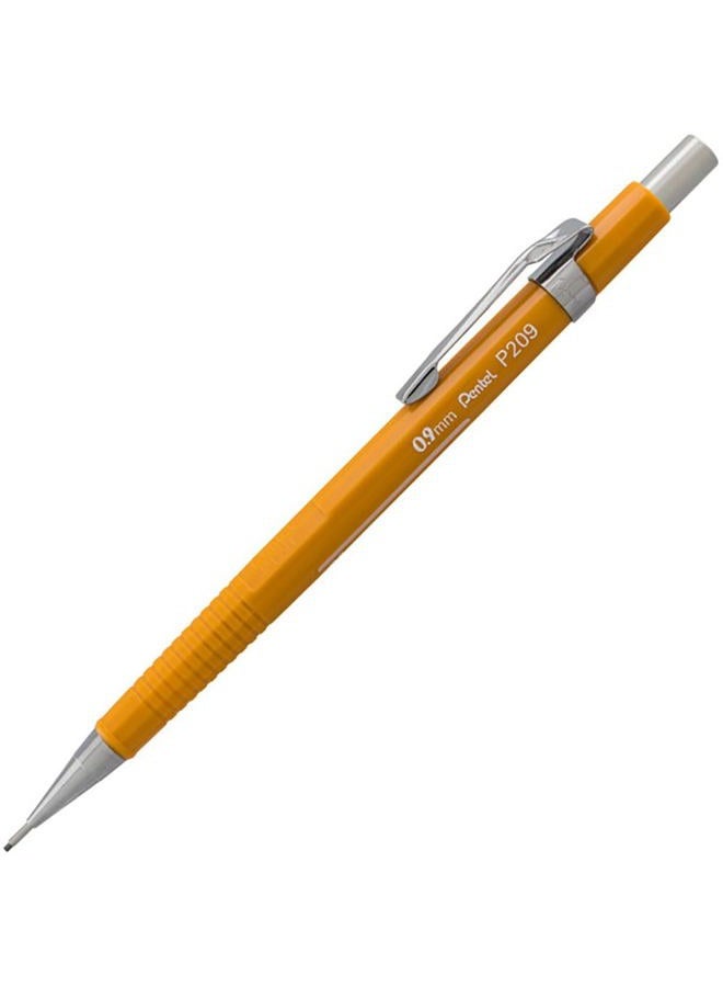 Pentel 0.9mm (P209) Yellow P200 Series Automatic Mechanical Draughting Pencil Refillable Lead Eraser P209-G (Pack Of 6) - Image 2