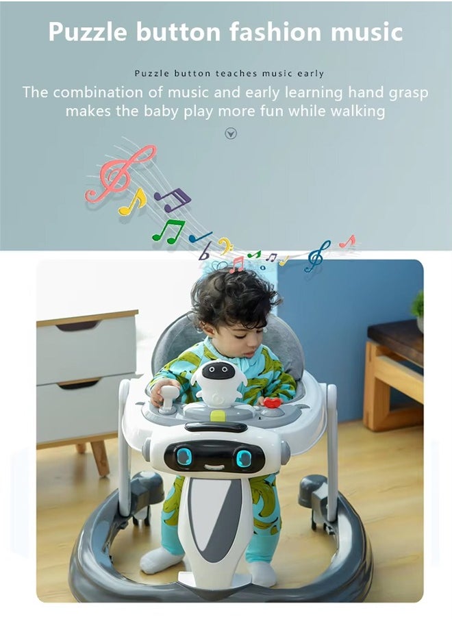 Generic - 2 in 1Multifunctional Baby Walker,Music Baby Walker with Parent Push Handle,Portablem Baby Walker with Wheels and Check, Adjustable Seat Removable Tray Baby Walkers and Activity Center for Boys Girls Babies 7-18 Months - Image 1