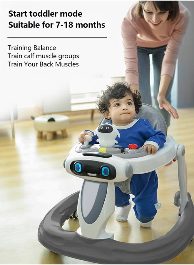 Generic - 2 in 1Multifunctional Baby Walker,Music Baby Walker with Parent Push Handle,Portablem Baby Walker with Wheels and Check, Adjustable Seat Removable Tray Baby Walkers and Activity Center for Boys Girls Babies 7-18 Months - Image 1