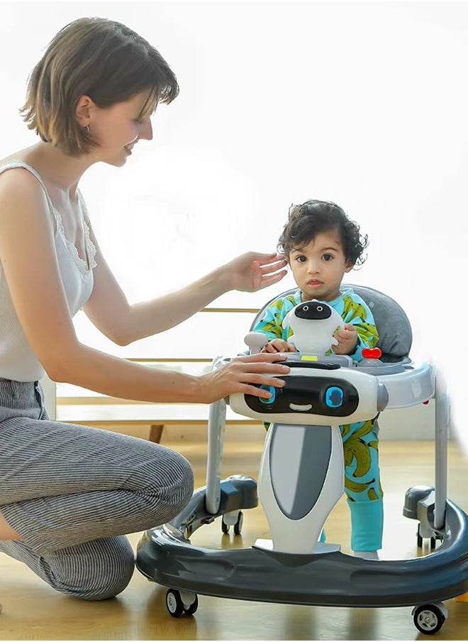 Generic - 2 in 1Multifunctional Baby Walker,Music Baby Walker with Parent Push Handle,Portablem Baby Walker with Wheels and Check, Adjustable Seat Removable Tray Baby Walkers and Activity Center for Boys Girls Babies 7-18 Months - Image 1