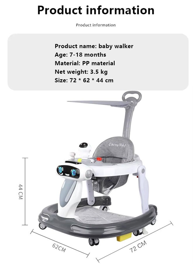 Generic - 2 in 1Multifunctional Baby Walker,Music Baby Walker with Parent Push Handle,Portablem Baby Walker with Wheels and Check, Adjustable Seat Removable Tray Baby Walkers and Activity Center for Boys Girls Babies 7-18 Months - Image 1