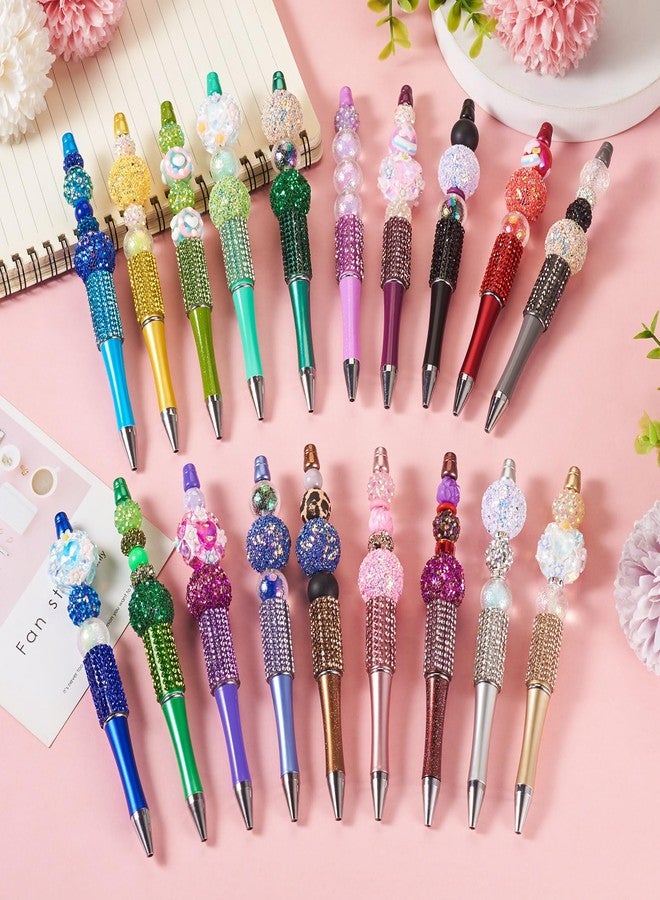 BB Beadthoven Beadthoven 10pcs Diamond Beadable Pens, Bling Rhinestone Beaded Pens DIY Plastic Bead Pen Crystal Shaft Black Ink Ballpoint Pens for DIY Pens Decorations Supplies Gift Office School - Black - Image 5