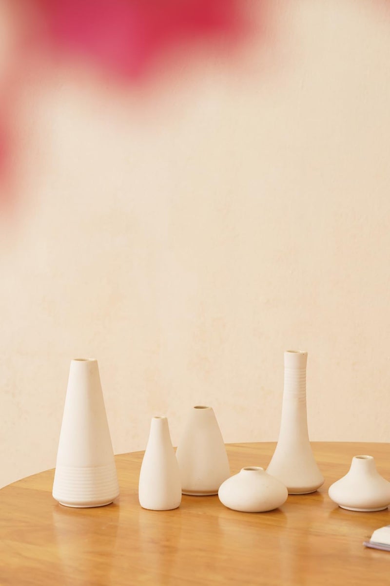 PUREZENTO White Japanese Ikebana Vase - Set of 6 | Unique Geometric Shapes Vase for Decor Centerpiece & Showpiece | Decorative Vases for Home, Living Room, Office & Tabletop Decorations - Image 2
