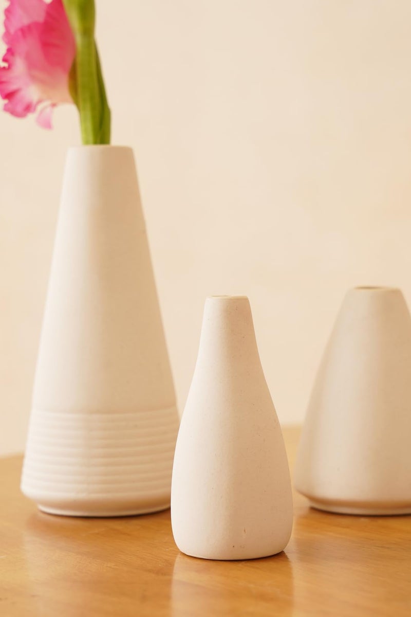 PUREZENTO White Japanese Ikebana Vase - Set of 6 | Unique Geometric Shapes Vase for Decor Centerpiece & Showpiece | Decorative Vases for Home, Living Room, Office & Tabletop Decorations - Image 4