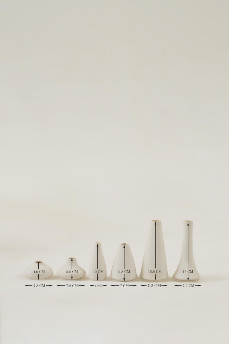 PUREZENTO White Japanese Ikebana Vase - Set of 6 | Unique Geometric Shapes Vase for Decor Centerpiece & Showpiece | Decorative Vases for Home, Living Room, Office & Tabletop Decorations - Image 3